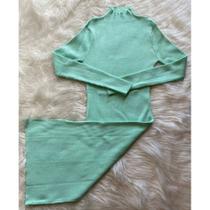 Vestido midi canelado manga longa