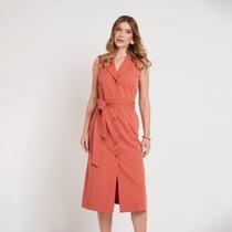 Vestido Midi Chemise Gola Blazer Terracota Miss Joy 8199 Vestido Midi Chemise Gola Blazer Terracota Miss Joy 8199