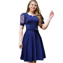 Vestido Midi Cinto Moda Evangélica Roupas Femininas Godê Rodado Social Barato Atacado