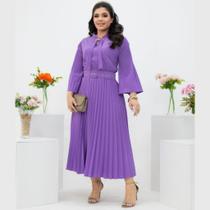 Vestido midi clássico feminino manga longa Vestido midi clássico feminino manga longa
