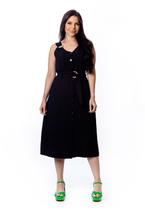 Vestido Midi Com Detalhe de Argola Sem Elastano