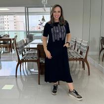 Vestido Midi com Estampa de Yeshua em Strass