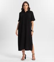 Vestido Midi Com Fenda Lateral Endless Preto