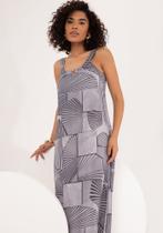 Vestido Midi Com Fendas Laterais E Aviamento Lunender C0164 Vestido Midi Com Fendas Laterais E Aviamento Lunender C0164