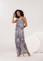 Vestido Midi Com Fendas Laterais E Aviamento Lunender C0164 Vestido Midi Com Fendas Laterais E Aviamento Lunender C0164