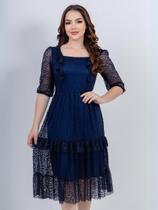 Vestido Midi com Manga 3/4 de Festa Soltinho Convidada Evangélico