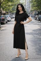 Vestido Midi Com Regulagem na Cintura Moda Feminina