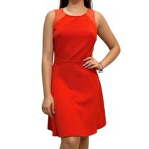 Vestido Midi com Renda Lateral e Modelagem Evasê cor:laranjatamanho:M