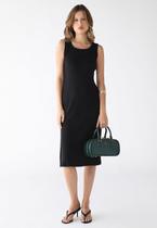 Vestido Midi De Alça E Fenda Ribana Algodão Premium