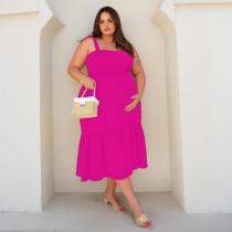Vestido Midi de Alcinha Gestante Plus Size Chic Leve E Confortável Verão 2025
