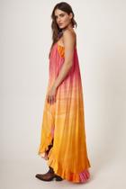 Vestido Midi De Alcinhas Rosa E Laranja Degradê Yacamim D16