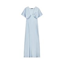 Vestido Midi De Cetim Preto Caqui Azul Para Mulheres Com Decote Em V E Mangas Batwing Para Festa De Vestido Midi De Cetim Preto Caqui Azul Para Mulheres Com Decote Em V E Mangas Batwing Para Festa De