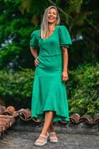 Vestido Midi de Poliéster da Marca Capim Rosa - Casual e Confortável Vestido Midi de Poliéster da Marca Capim Rosa - Casual e Confortável