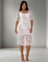 Vestido Midi De Renda Floral Para Festa E Casamento Civil