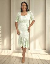 Vestido Midi De Renda Floral Para Festa E Casamento Civil Vestido Midi De Renda Floral Para Festa E Casamento Civil