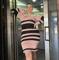 Vestido Midi De Tricot Manga Longa Princesa Listrado Festa Moda Evangelica Vestido Midi De Tricot Manga Longa Princesa Listrado Festa Moda Evangelica