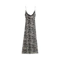 Vestido Midi de Tule com Estampa Leopardo - Sem Mangas, Costas Nuas, Estilo Vintage para Festa Vestido Midi de Tule com Estampa Leopardo - Sem Mangas, Costas Nuas, Estilo Vintage para Festa