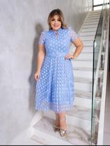 Vestido midi de tule com saia prissada Vestido midi de tule com saia prissada