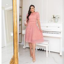 Vestido midi de tule saia prissada