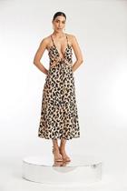 Vestido midi decotado onça - all is love