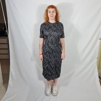 Vestido Midi Decote Redondo Abertura Frente Maria Valentina