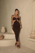 Vestido Midi Duas Peças Detalhe Estrela Top Cor:PretoTamanho:M