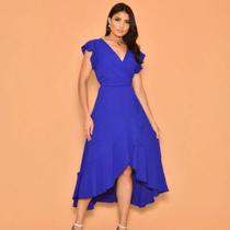 Vestido midi duna amarrar manga curto 0045
