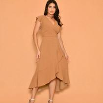 Vestido midi duna amarrar manga curto 0045