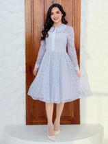 Vestido Midi Elegante de Festa em Renda Convidada Madrinha Moda Evangélica