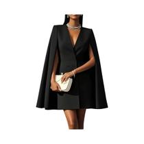 Vestido Midi Elegante Feminino Com Decote Em V, Blazer Duplo, Sólido, Para Escritório, Festa E Uso