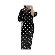 Vestido Midi Elegante Para Mulheres Com Estampa De Poás, Manga 3/4, Decote Em V, Com Bolsos, Para Vestido Midi Elegante Para Mulheres Com Estampa De Poás, Manga 3/4, Decote Em V, Com Bolsos, Para
