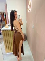 Vestido mídi em malha canelada - Ella exclusiva
