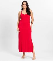 Vestido Midi em Ribana Canelada Rovitex Vermelho Vestido Midi em Ribana Canelada Rovitex Vermelho