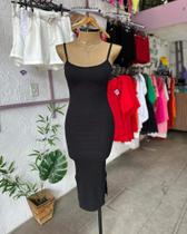 Vestido Midi em Ribana, Preto tamanho M