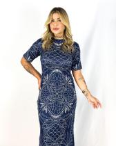Vestido Midi em Suede Azul da cor do Mar