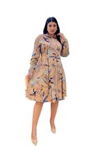 Vestido midi estampa exclusiva manga longa raffinata