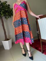 Vestido midi estampado de onça com alça ajustável sem bojo