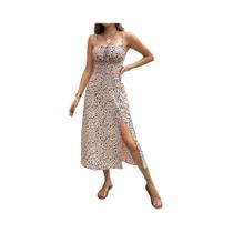 Vestido Midi Estampado De Verão Para Mulheres, Estilo Minimalista E Feminino Para Escritório