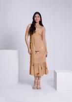 Vestido Midi Estampado em Viscose com Babado Lunender 34806 Vestido Midi Estampado em Viscose com Babado Lunender 34806