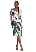 Vestido midi estampado em viscose manga flare lunender 35576