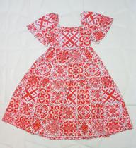 Vestido midi estampado vermelho Tam 6