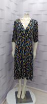 Vestido midi Estampado viscomalha com manga e decote .cor única tam 46