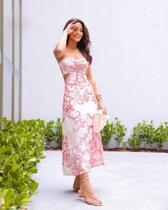 vestido midi estampado viscose vestido midi estampado viscose