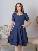 Vestido Midi Evangélico Elegante Manga Princesa Bufante Vestido Midi Evangélico Elegante Manga Princesa Bufante