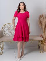 Vestido Midi Evangélico Elegante Manga Princesa Bufante