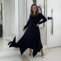 Vestido Midi Evasê com Pontas Milão Vestido Midi Evasê com Pontas Milão