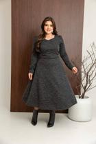 Vestido Midi Evase Manga Longa Quentinho Moda Evangelica Lindo 075 Vestido Midi Evase Manga Longa Quentinho Moda Evangelica Lindo 075