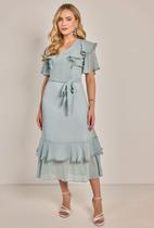 Vestido midi evase verde laura rosa Vestido midi evase verde laura rosa