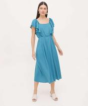 Vestido Midi Feminino Babado Manga Curta Marisa-66040