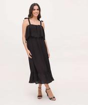 Vestido Midi Feminino Babado Recorte Laise Marisa-15809 Vestido Midi Feminino Babado Recorte Laise Marisa-15809